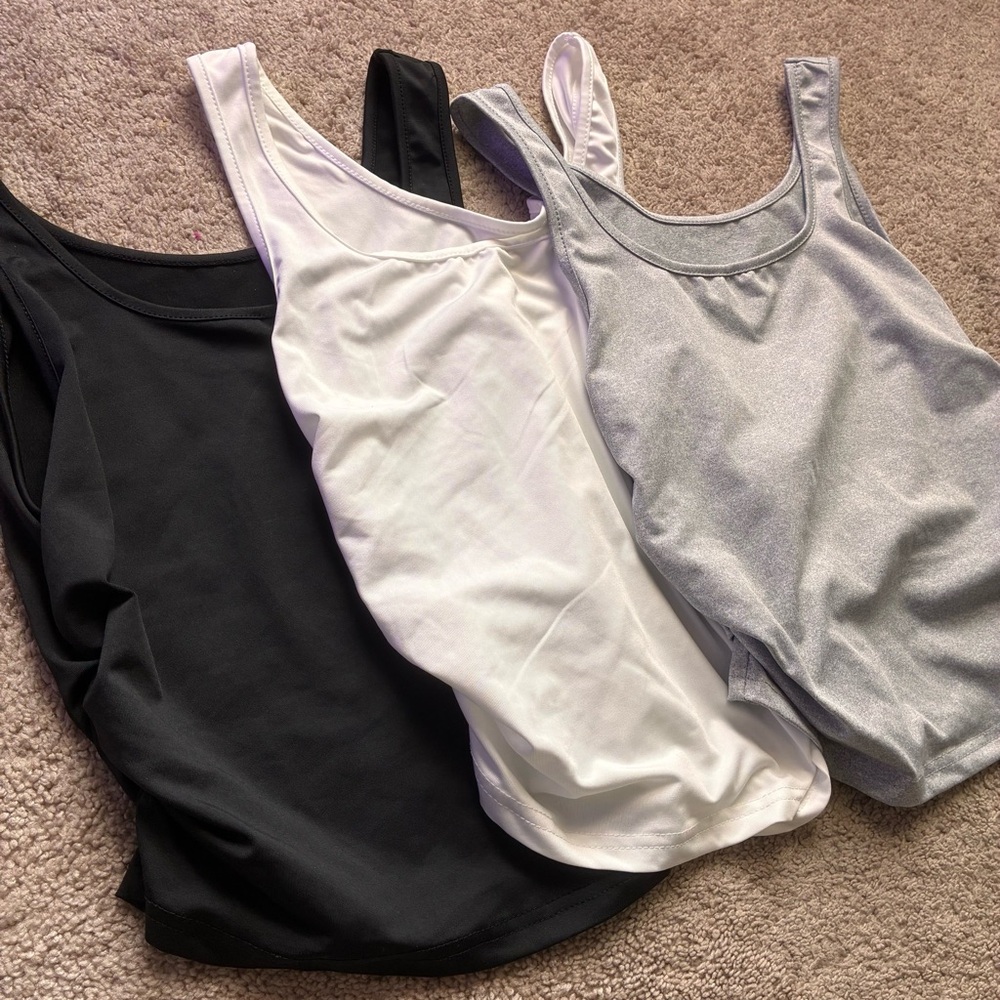 Women's Black, White, and Gray Tank Tops